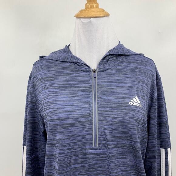 Adidas Hoodie Womens M Medium Multi Quarter Zip Lightweight Stripe Sleeve Shirt - Picture 3 of 12